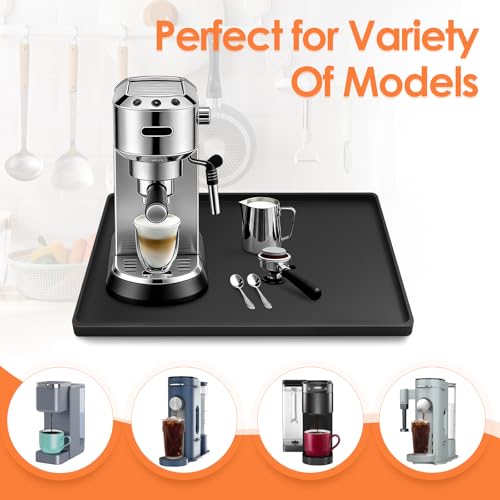 Silicone Coffee Maker Mat with Lip for Countertops (Black / 15.7'' x 11.8'')