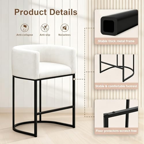 26" H Counter Height Bar Stools Set of 3 (White / Set of 3)