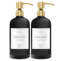 Black Glass Soap Dispenser (Matte Black Bottle / Brushed Gold Pump)