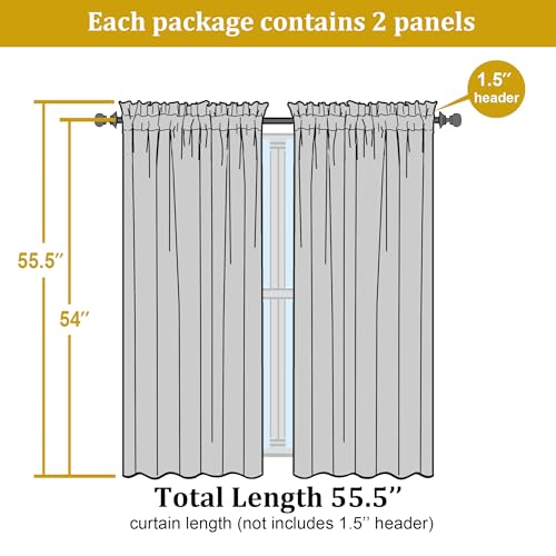 Sheer Curtains 54 Inch Length 2 Panels Set (Gold / 42"W x 54"L (Pack of 2))