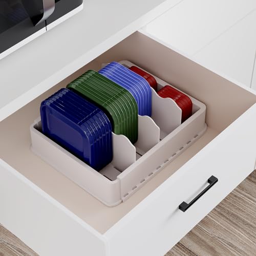 Expandable Food Container Lid Organizer for Kitchen Cabinet (Large)