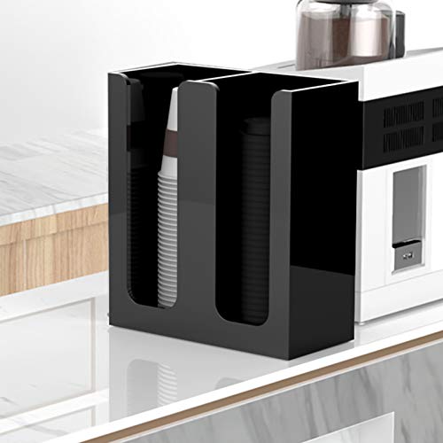 Acrylic Coffee Cup and Lid Storage Organizer Holder (Black)