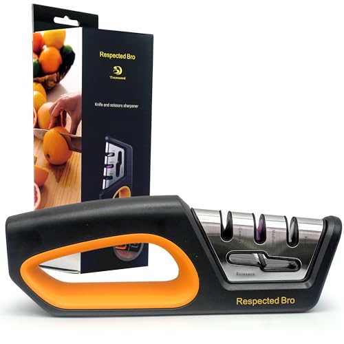 4-in-1 Knife and Scissors Sharpener, Premium Kitchen Knife Sharpener Tool, Help Prepare Restore & Polish Blades, Comfort & Ergonomic Handles For Easy-To-Use