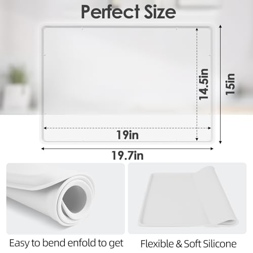 Silicone Coffee Maker Mat with Lip for Countertops (Translucent / 19.7'' x 15'')