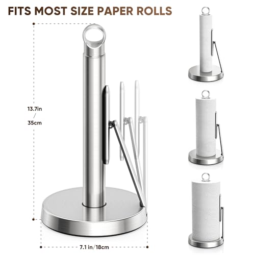 Heavy Duty Paper Towel Holder with Tension Arm (Silver)