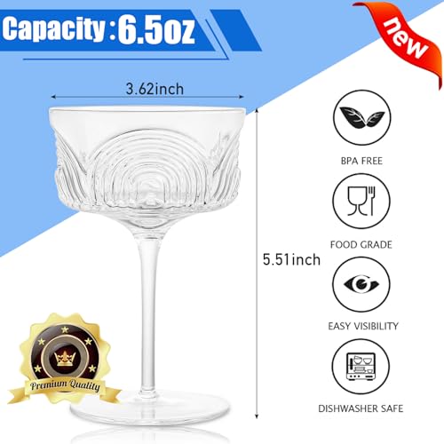 Art Deco Coupe Glasses Set of 4
