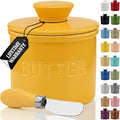 Large Butter Crock with Lid with Water Line (Yellow / Large)