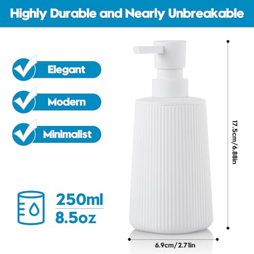 Small Soap Dispenser for Bathroom and Kitchen (White)