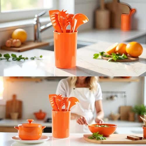 6 Piece Kitchen Utensil Holder for Kitchen Counter (Utensil Holder Set / Orange)