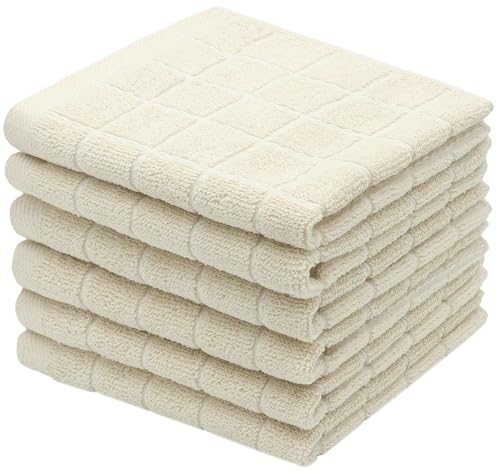 Terry Dish Rags Cloths (Beige / 12 x 12 Inches)