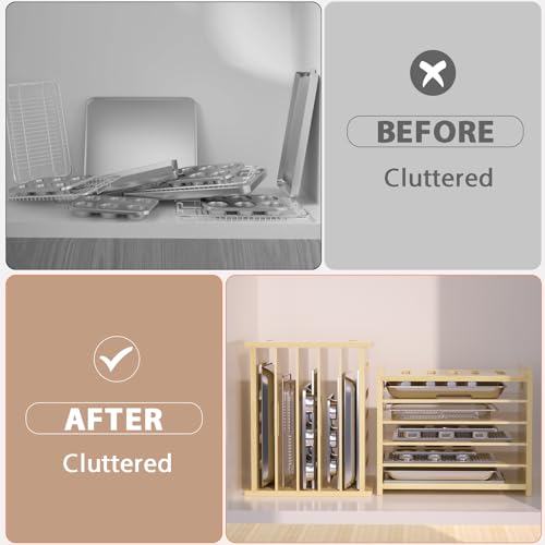 6 Tier Wooden Tray Dividers for Cabinets (6 Tier)