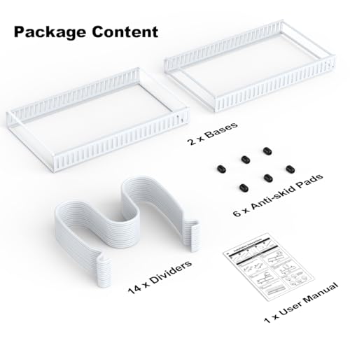 Pot and Pan Lid Organizer Holder Storage Rack (White / 14 Dividers)
