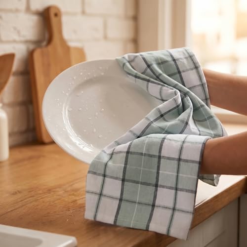 Kitchen Towels Cotton Dish Towels 20”x30” (20" x 30" (Set of 6) / 145 Majestic Checks)