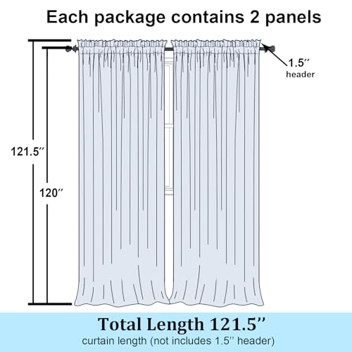 Ivory Sheer Curtains 120 Inches Long (Ivory / 59"W x 120"L (Pack of 2))