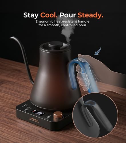 Gooseneck Electric Kettle With Temp Control (Cream White)