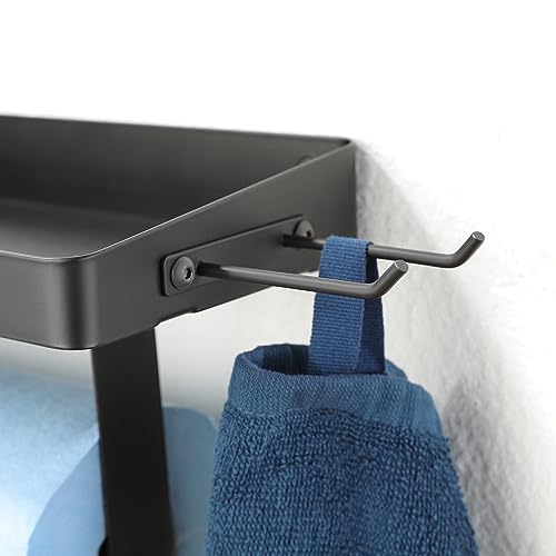 Wall Mounted Paper Towel Holder with Shelf for Garage (Black-garage)