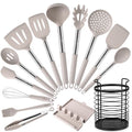 Silicone Kitchen Cooking Utensils Set (Khaki)