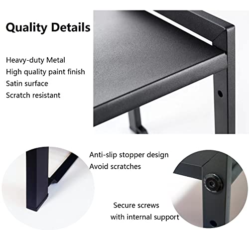 2 Pack Expandable Cabinet Shelf 5.1"D Adjustable Counter Riser Rack Black (Black / 5.1"D (narrow) - 2 Pack)