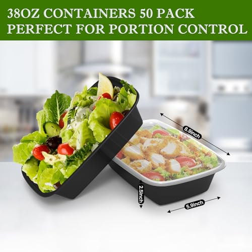 Meal Prep Containers 50 Pack 38oz Reusable