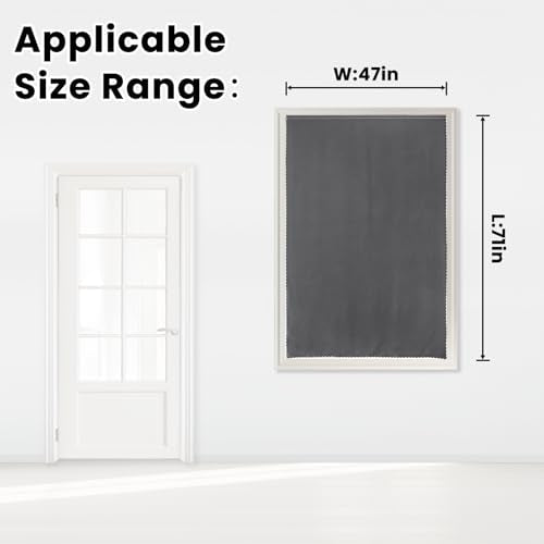 Magic Tape Stick On Curtains Window Shades Pull Down Blackout Window Cover Blackout Curtains for Bedroom No Drillng Self Adhesive Curtains No Rod Small Curtain (47"W x 71"L (Pack of 1) / Grey)