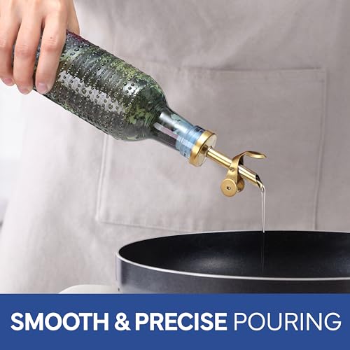 Glass Olive Oil Bottle Dispenser (Champagne Bubbles / Blue)