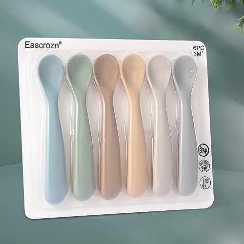 Baby Spoons 6 Pack First Stage Silicone Feeding Spoons (Brown)