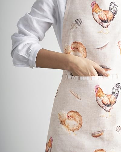 Aprons for women with Pocket 100% Cotton Pack of 1 (130 - Barnyard Rooster)