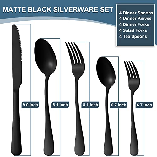 Matte Black Silverware Set for 4 (Matte Black)
