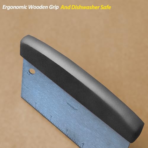 Multipurpose Bench Scraper Kitchen Utensil for Flat Top Griddle (Dough Scraper_Black PP Grip)
