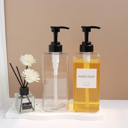 Clear Soap Dispenser with Waterproof Labels (22oz 4pack Clear)