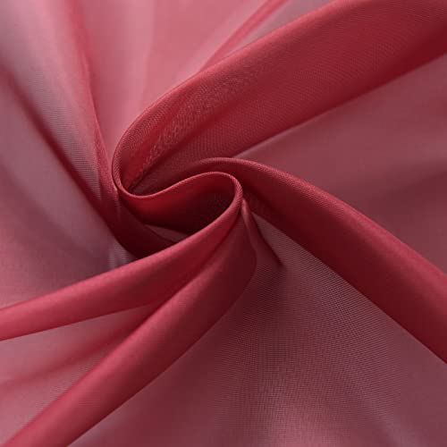 Basic Rod Pocket Sheer Voile Window Curtain Panels Burgundy 1 Pair 2 Panels 52 Width 90 Inch Long for Kitchen Bedroom Children Living Room Yard (Burgundy / 52"W x 90"L (Pack of 2))