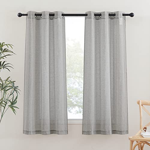 Linen Curtains 48 inch Length 2 Panels (36"W x 48"L (Pack of 2) / Grey)