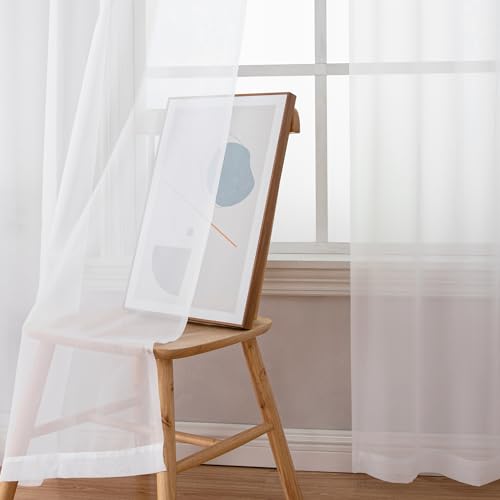 Voile Sheer White Curtains (59"W x 96"L (Pack of 2) / White)