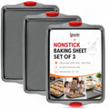 Premium Nonstick Baking Sheet Pans (Red & Grey)