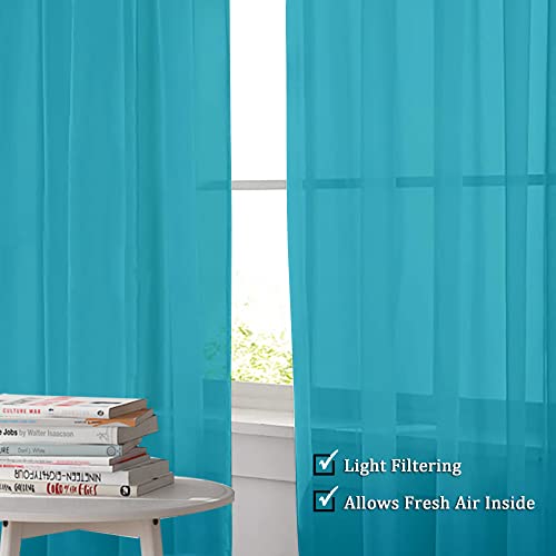 Turquoise Blue Sheer Curtains (Turquoise / 42"W x 84"L (Pack of 2))
