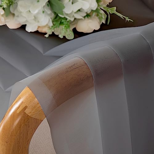 Sheer Voile Window Treatment Rod Pocket Curtain Panels for Kitchen Bedroom Living Room Drapes Sunlight Filtering Privacy Semi Home Decor Assorted (40"W x 96"L (Pack of 2) / Charcoal Grey)
