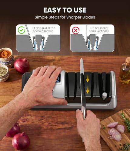 Electric Knife Sharpener for Kitchen Knives (Silver)