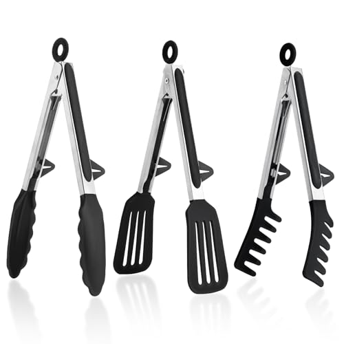 Kitchen Tongs (Black / 9 Inch)