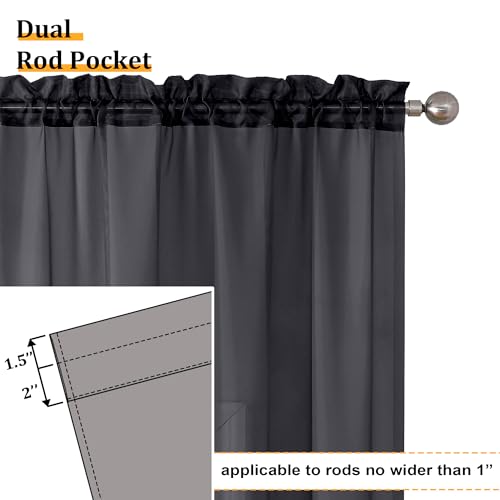 2 Panels Solid Color Semi Transparent Sheer 84" Length Window Curtains (40"W x 84"L (Pack of 2) / Black)
