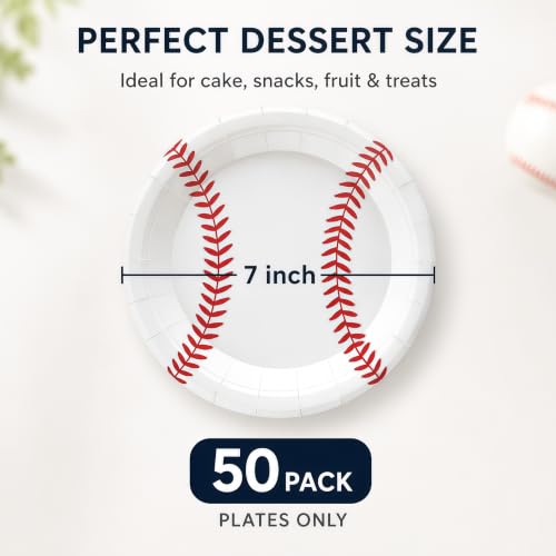 50 Pack Baseball Birthday Plates