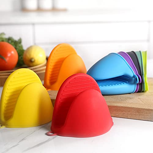 2 Pairs Mini Oven Gloves Silicone Oven Mitts Purple and Orange (Purple and Orange)