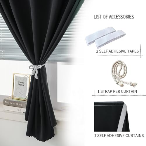 Adhesive Blackout Curtains (35"W x 71"L (Pack of 1) / Black)