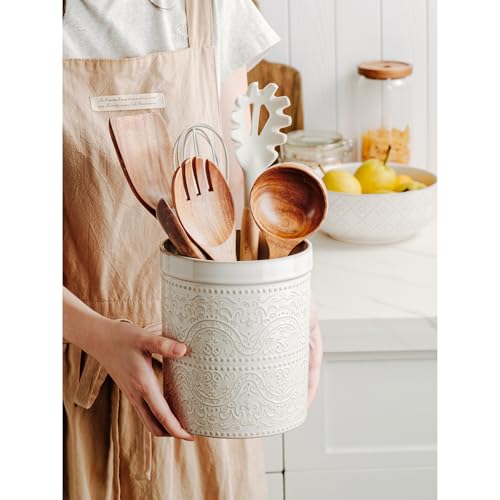 Kitchen Utensil Holder (Off-White (Lace Emboss))