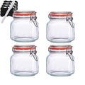 25 oz Glass Jars With Airtight Lids And Leak Proof Rubber Gasket (25oz*4-Round)