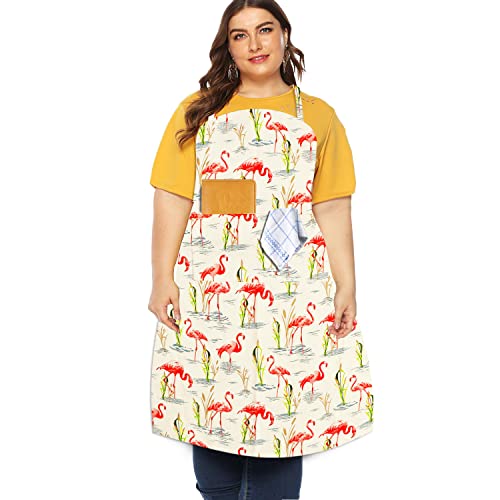 Extra Large Canvas Cotton Apron for Men & Women (Flamingo)