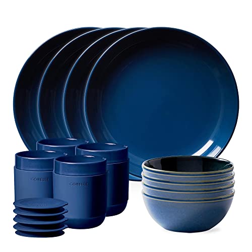 Stoneware Dinnerware Set (16 PIECE SET / Navy)