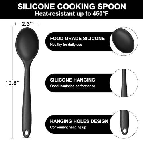 Silicone Cooking Spoon Set of 2 (Black)