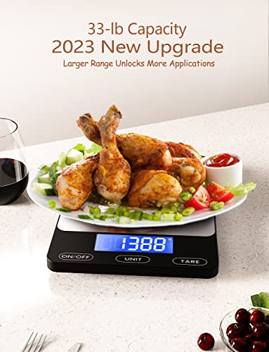 Food Scale 33lb Digital Kitchen Scale for Food Ounces Grams Rechargeable (Black / Medium)