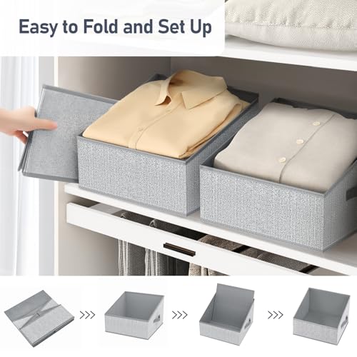 Closet Storage Bins (Blended Gray / 6 Bins 11.4"x11.4"x7.8")