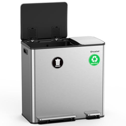 Dual Trash Can (Silver / 14 + 6 Gallon)